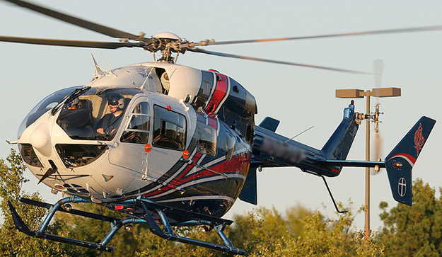Air medical helicopter hovering Close-up
