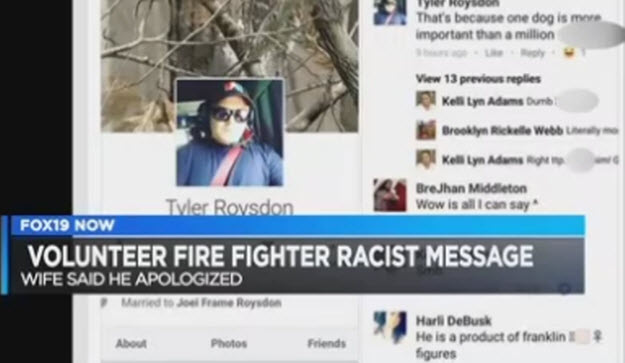 Ohio Firefighter Says He'd Save Dog from Fire Before a Black Man
