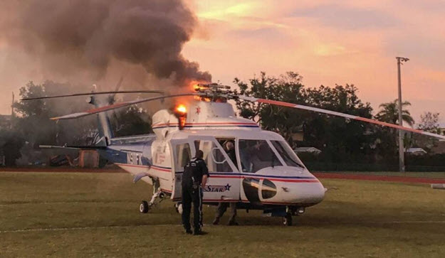 Medical Helicopter Catches Fire Enroute to Stabbing Victim