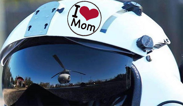 Flight Helmet with "I Love Mom" sticker