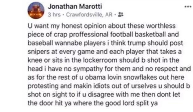 Firefighter Apologizes After Saying NFL, NBA Athletes Should Be Shot In The Head for Protesting