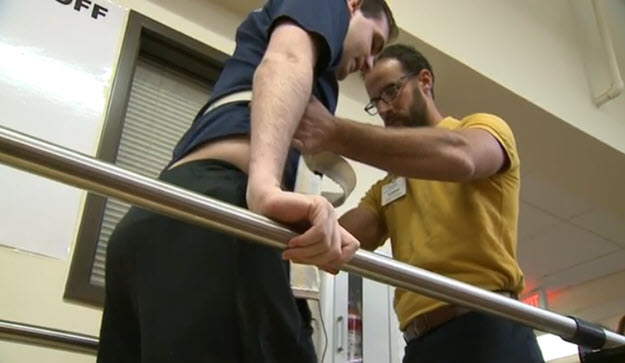 Paralyzed EMT Learns to Walk Again