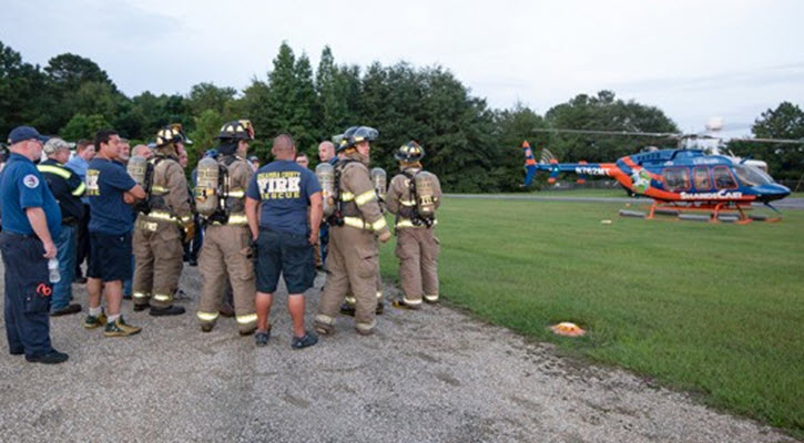 Local Firefighters Train With UF’s ShandsCair Medical Helicopter