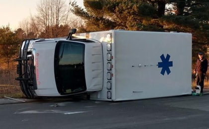 MANISTEE COUNTY, Mich. (WPBN/WGTU) -- A semi hauling logs crashed into a North Flight EMS ambulance Saturday afternoon, according to the Manistee County Sheriff's Office.